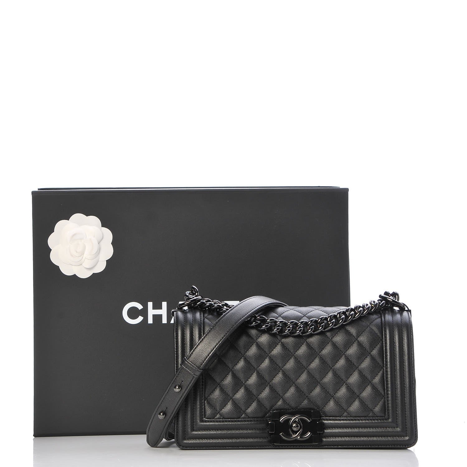 Chanel Caviar Quilted Medium Boy Flap So Black 9 of 9