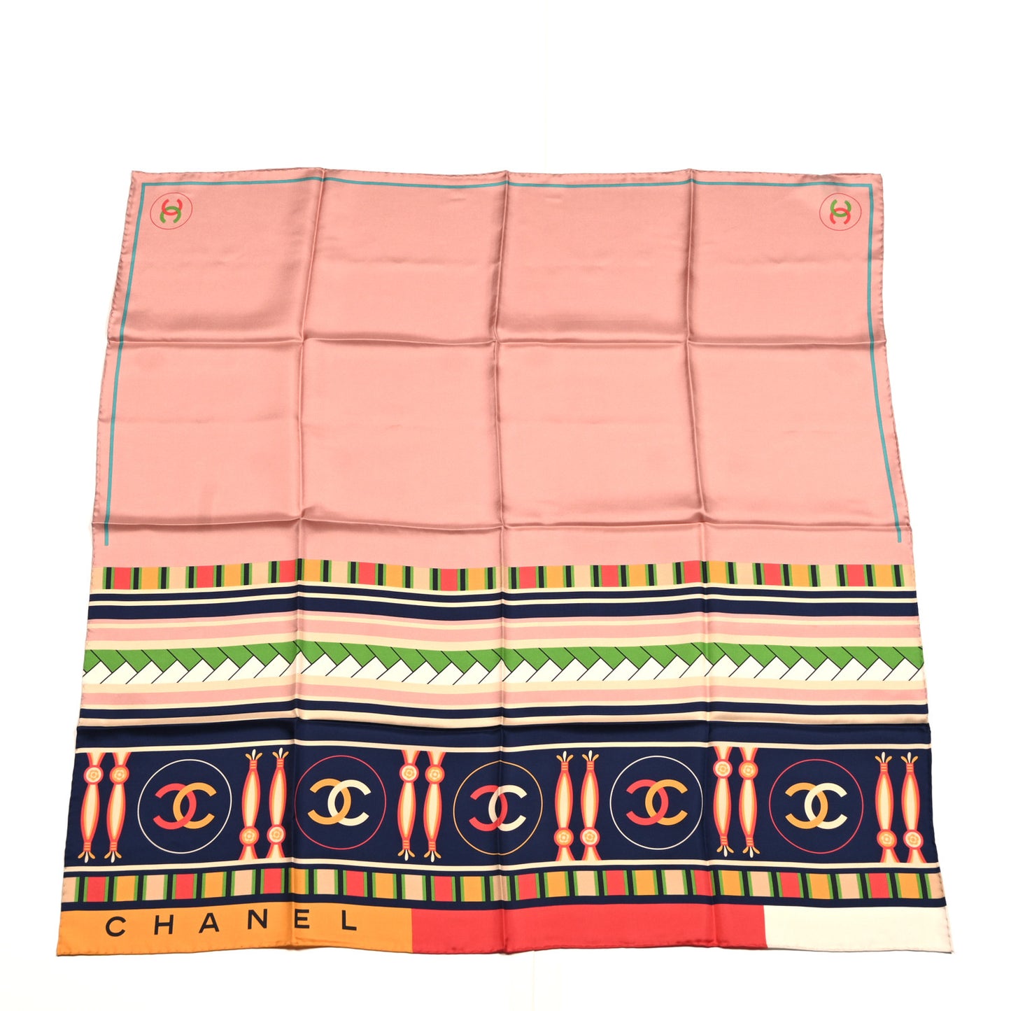 Silk CC Square Scarf Pink Multicolor