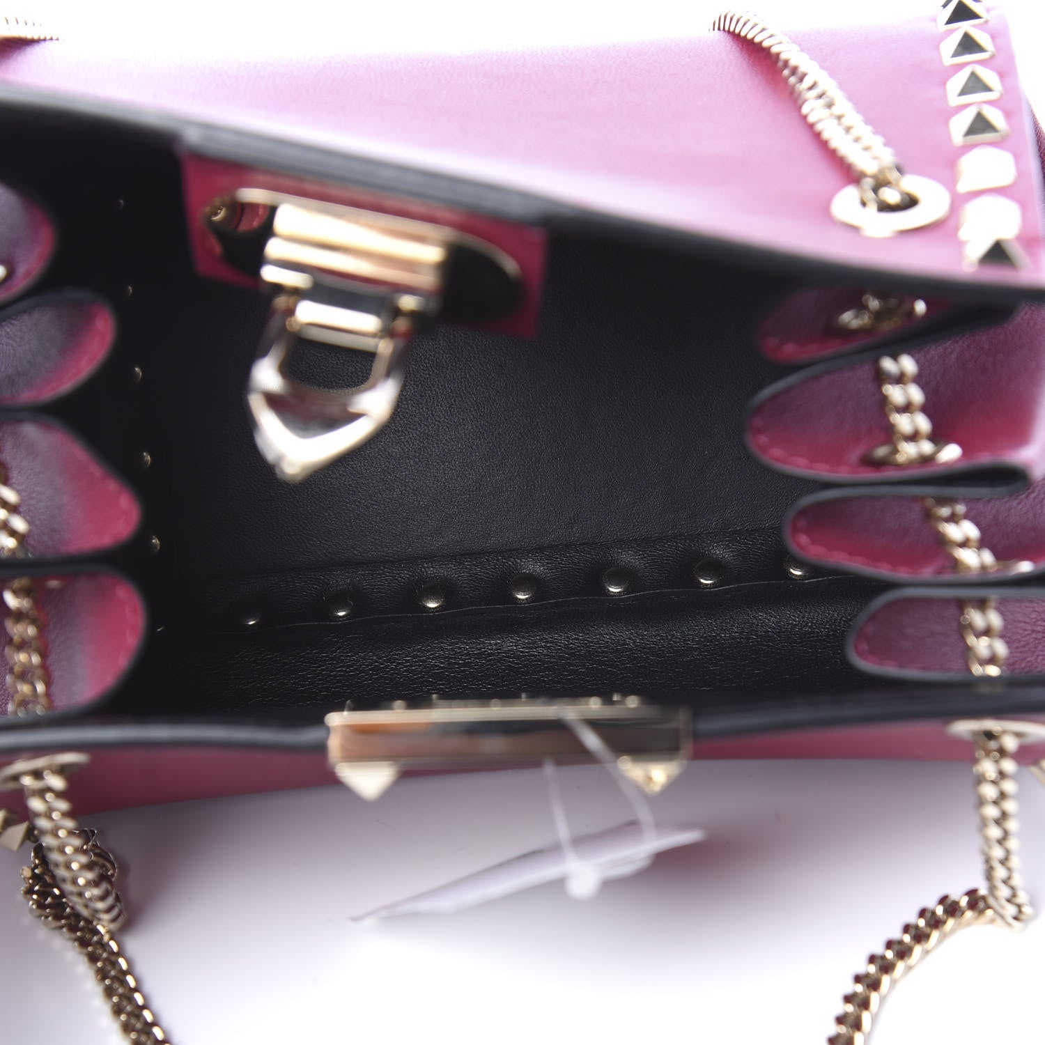 Valentino Garavani Vitello Rockstud Mini Chain Shoulder Bag Raspberry 5 of 9