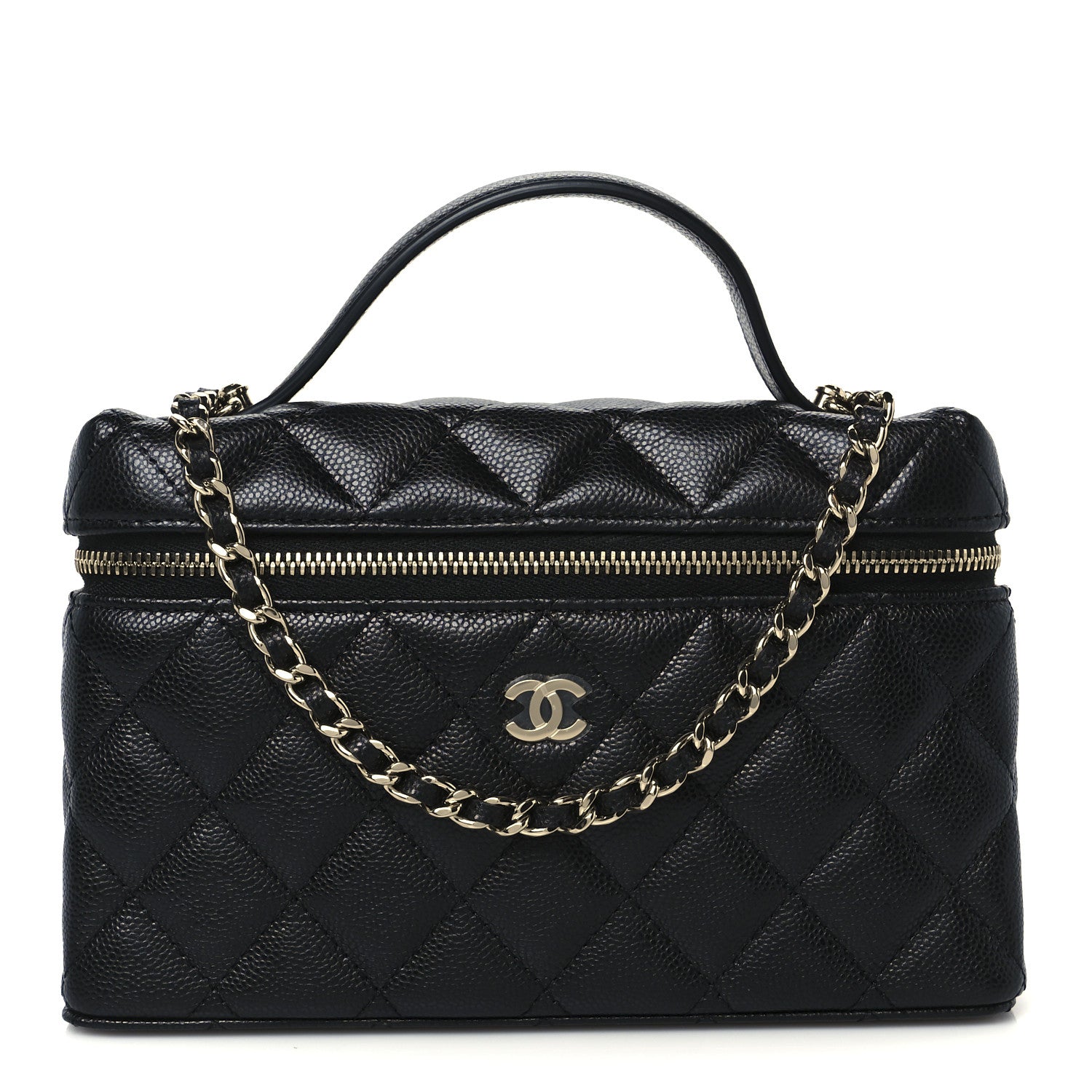 Chanel Caviar Quilted Top Handle Slim Vanity With Chain Black 1 of 11