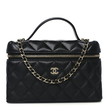 Chanel Caviar Quilted Top Handle Slim Vanity With Chain Black 1 of 11