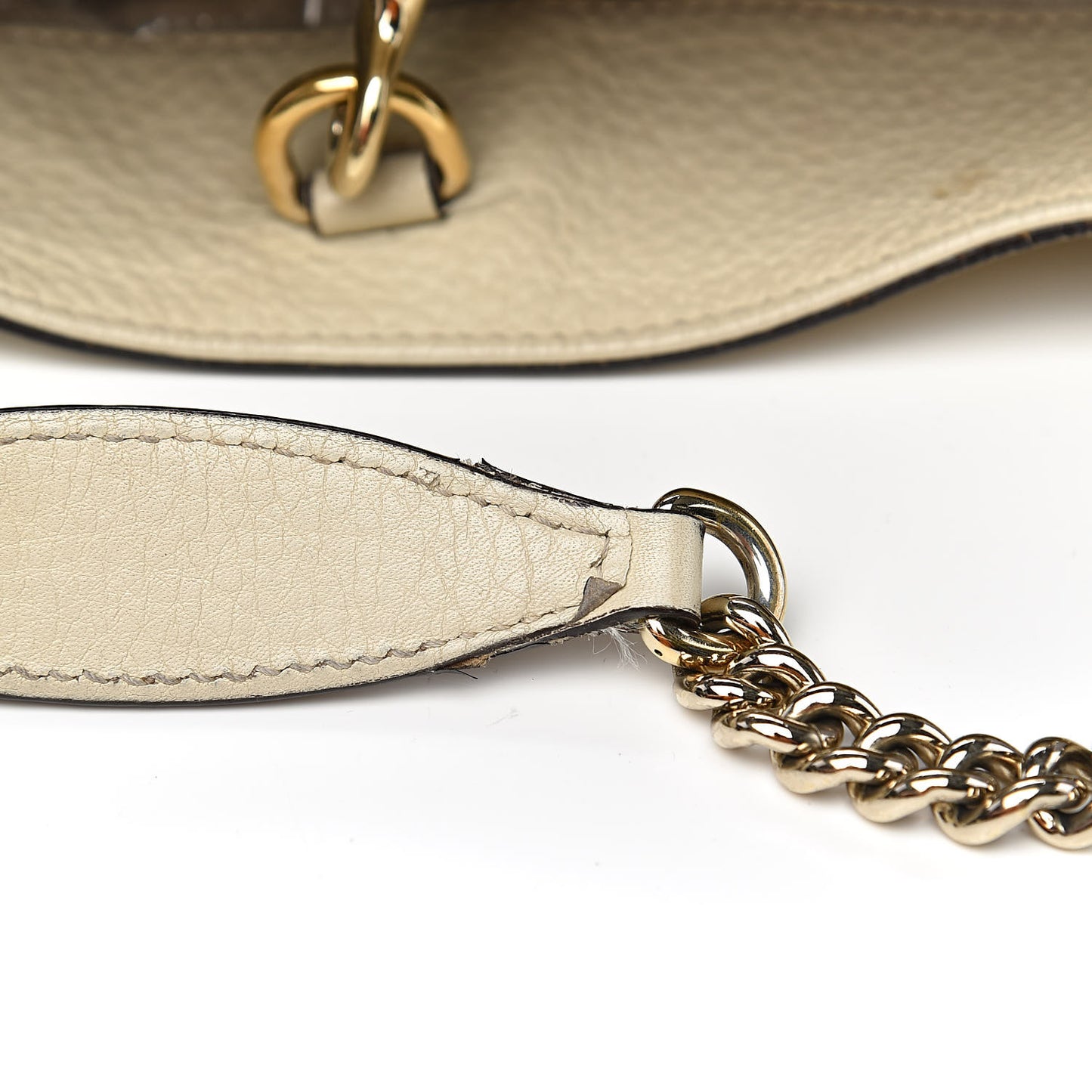 Pebbled Calfskin Medium Soho Chain Shoulder Bag Off White
