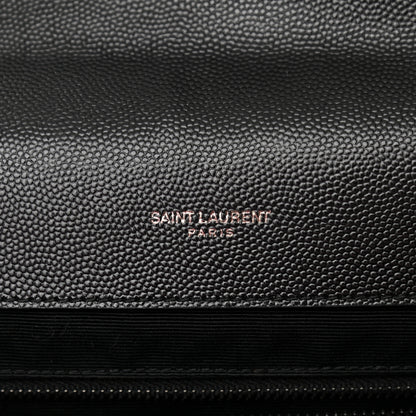 Saint Laurent Grain De Poudre Textured Mixed Matelasse Large Triquilt Monogram Monochrome Satchel Black 6 of 14