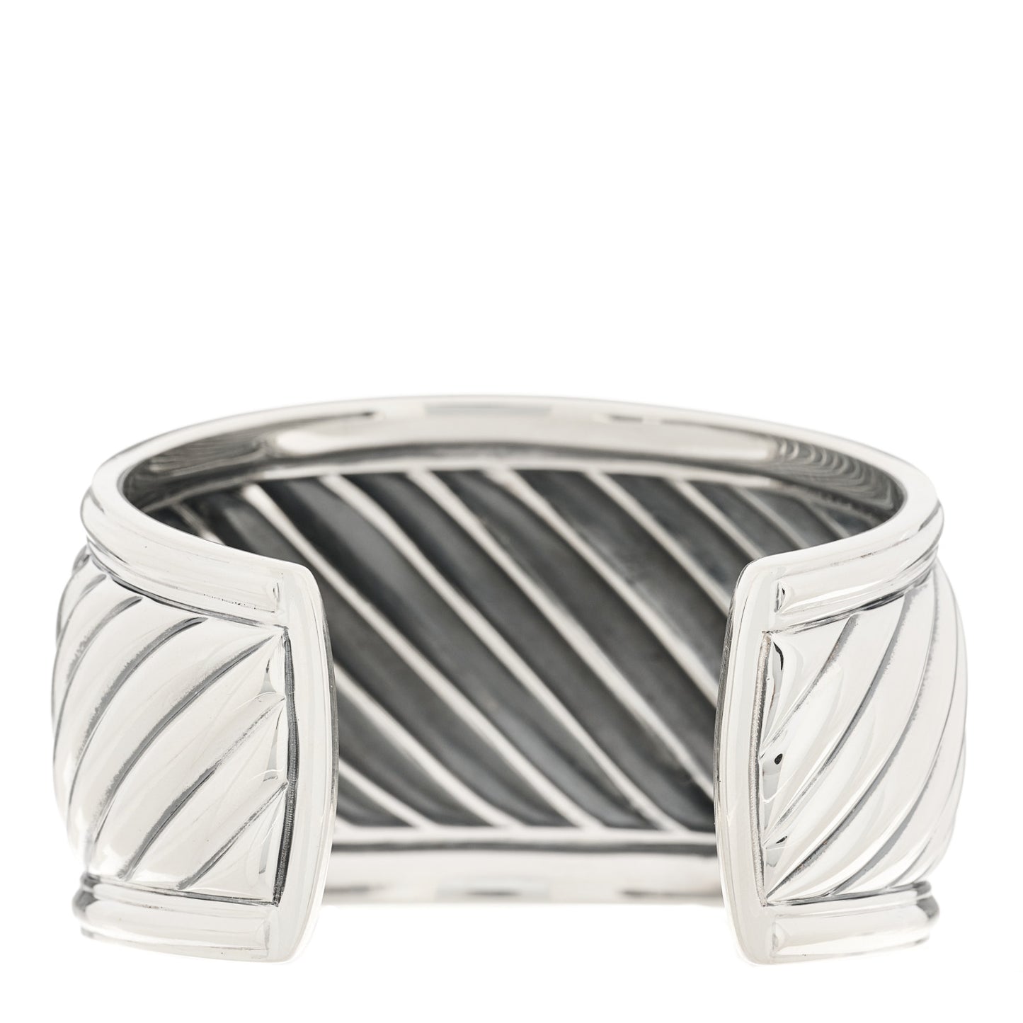 DAVID YURMAN Sterling Silver Diamond 41mm Sculpted Cable Cuff Bracelet