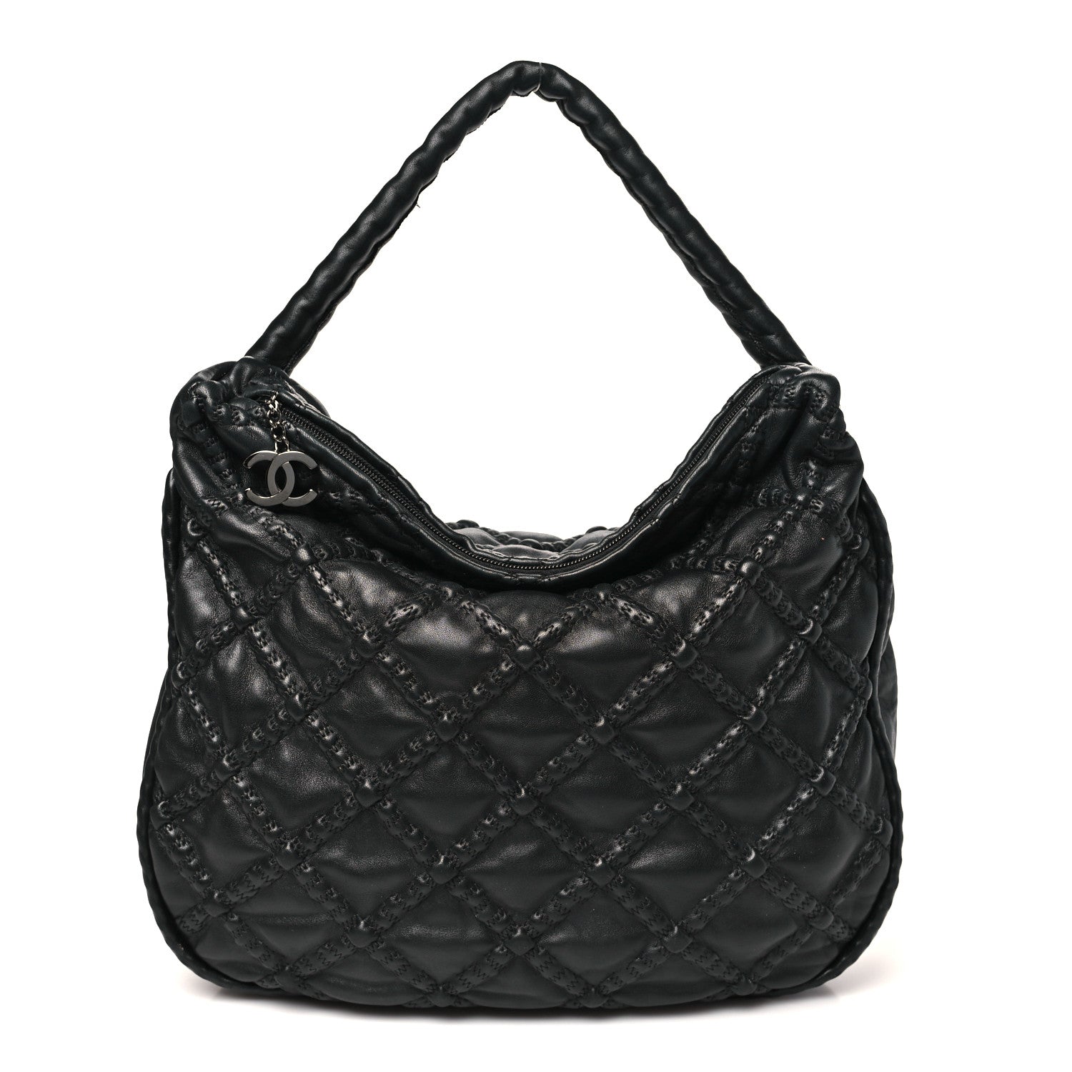 Chanel Quilted Lambskin Hidden Chain Hobo Black 1 of 11