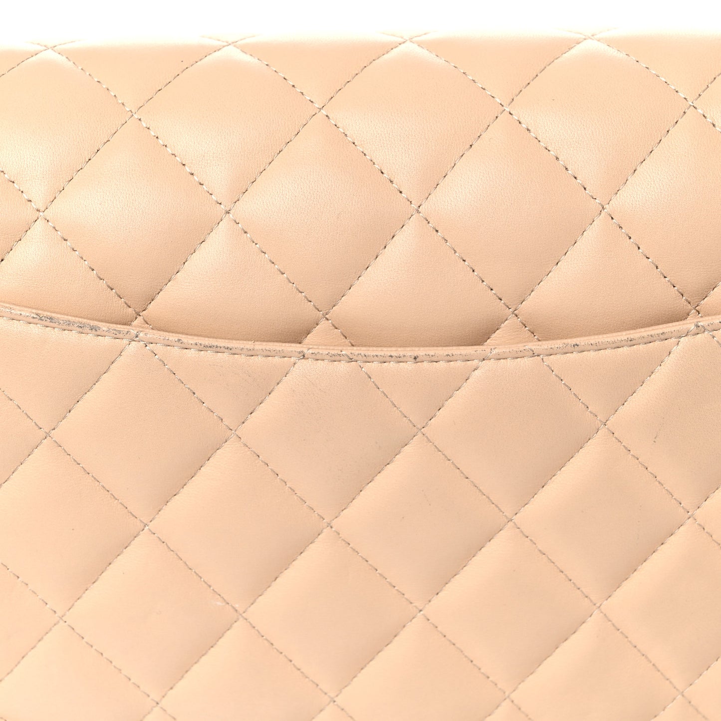 Lambskin Quilted Jumbo Double Flap Beige Clair