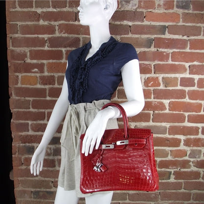Hermes Shiny Niloticus Crocodile Birkin 30 Braise 2 of 11