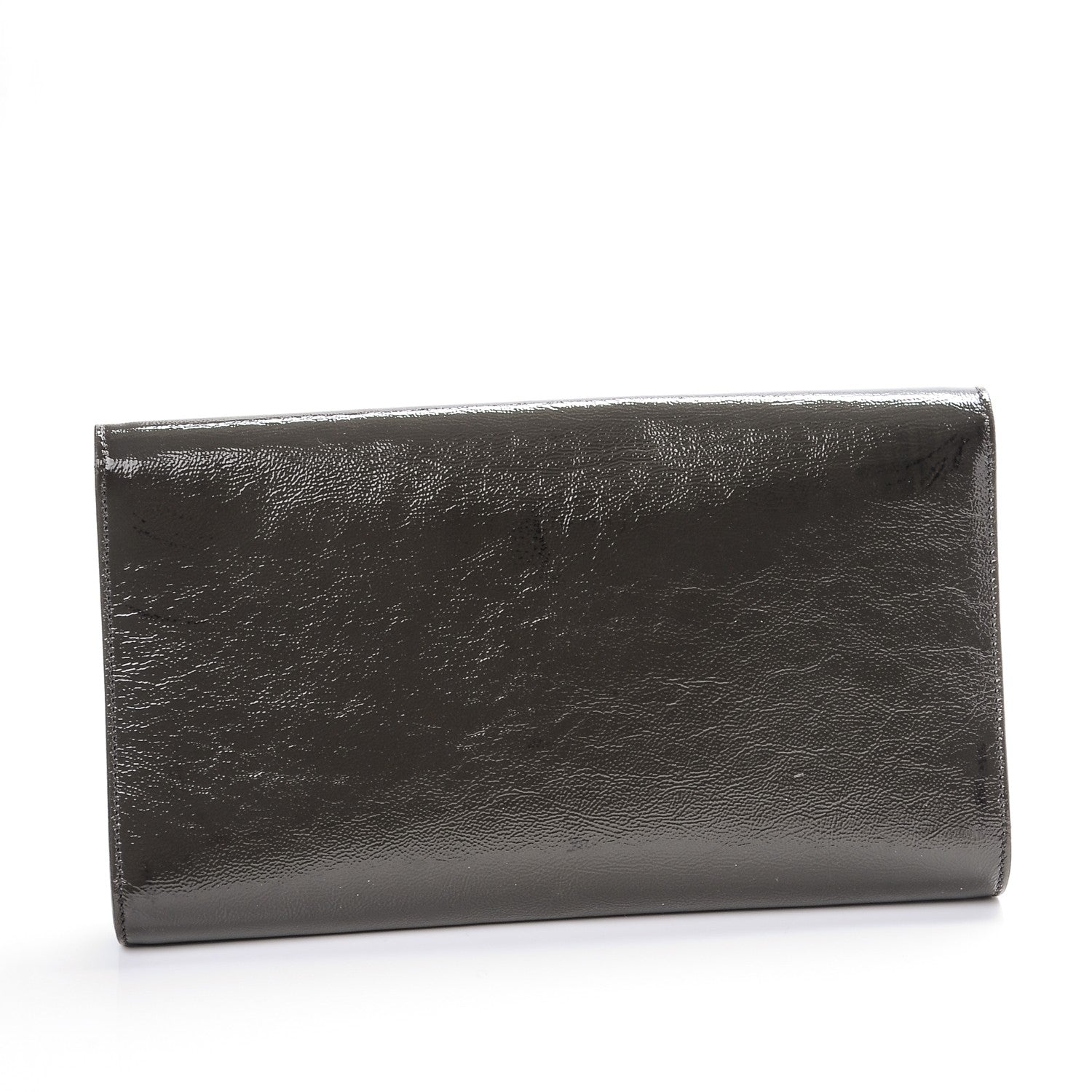 Saint Laurent Textured Patent Monogram Large Belle de Jour Clutch Grey 5 of 15