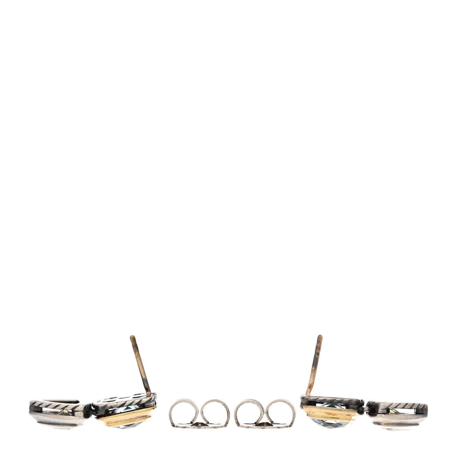 David Yurman Sterling Silver 18K Yellow Gold Blue Topaz Citrine Renaissance Drop Earrings 3 of 5