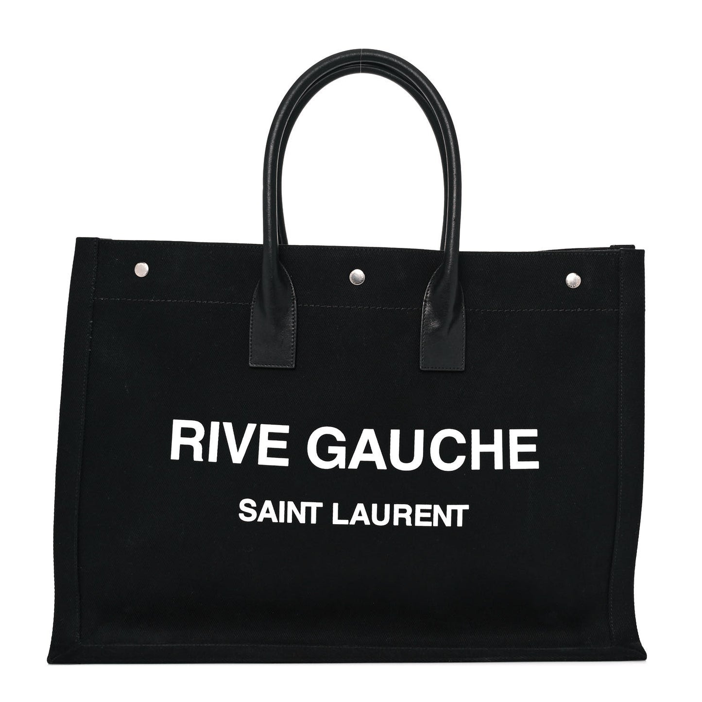 Linen Calfskin Rive Gauche Tote Black