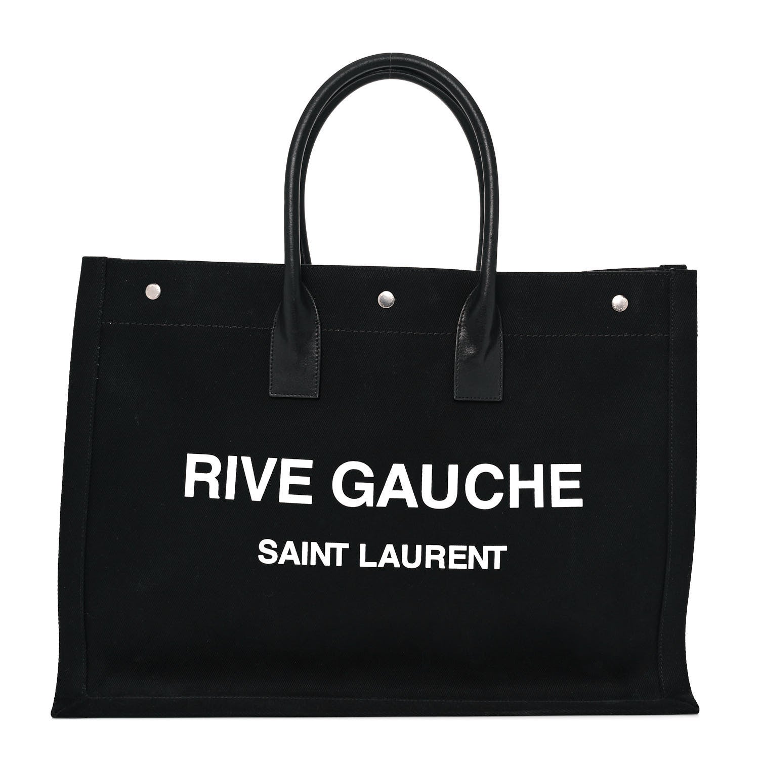 Saint Laurent Linen Calfskin Rive Gauche Tote Black 1 of 11