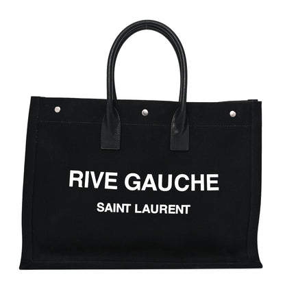 Saint Laurent Linen Calfskin Rive Gauche Tote Black 1 of 11