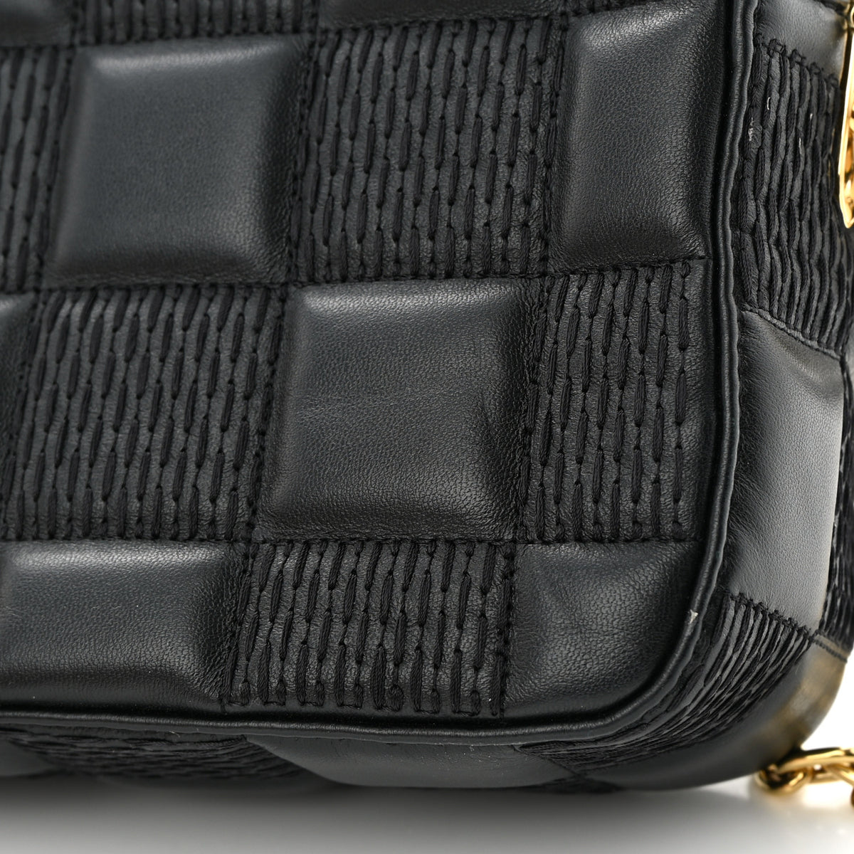 Lambskin Damier Quilt Troca MM Black