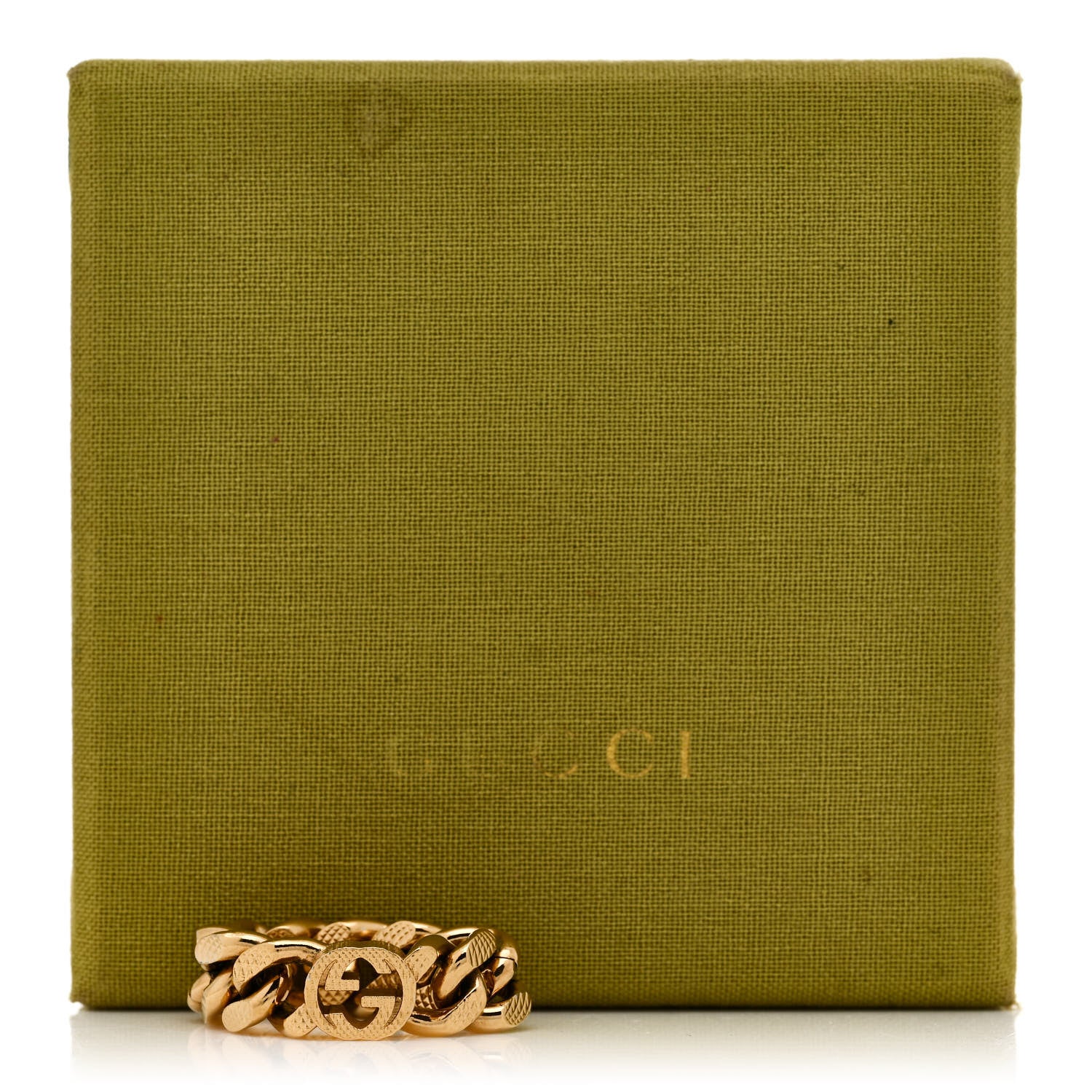 Gucci Metal Interlocking Interlocking Gourmette Chain Ring 56 7.5 Gold 5 of 5