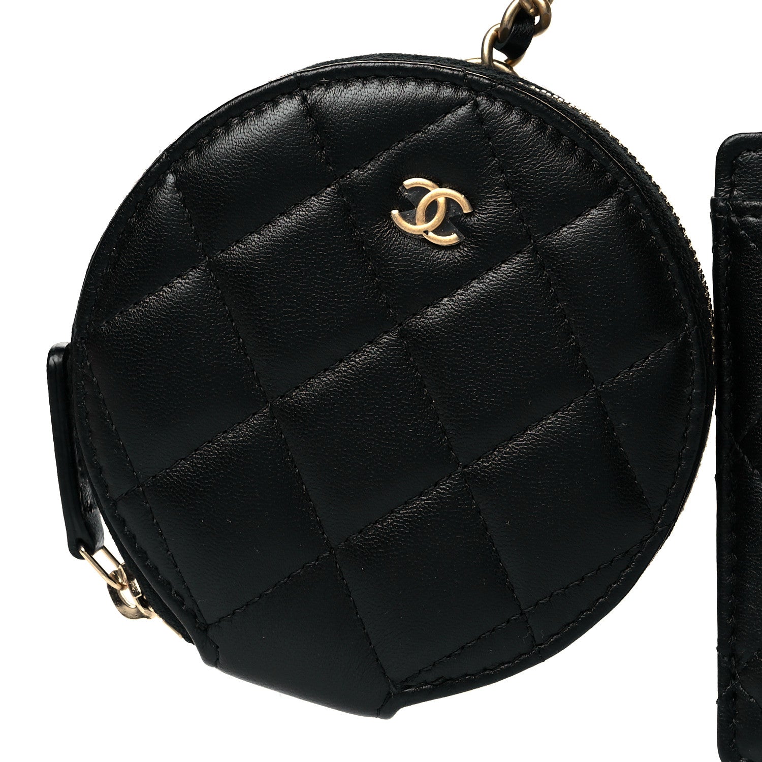 Chanel Pearl Lambskin Pearl Crown CC Wristlet Multi Pouches Black 4 of 7