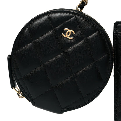Chanel Pearl Lambskin Pearl Crown CC Wristlet Multi Pouches Black 4 of 7