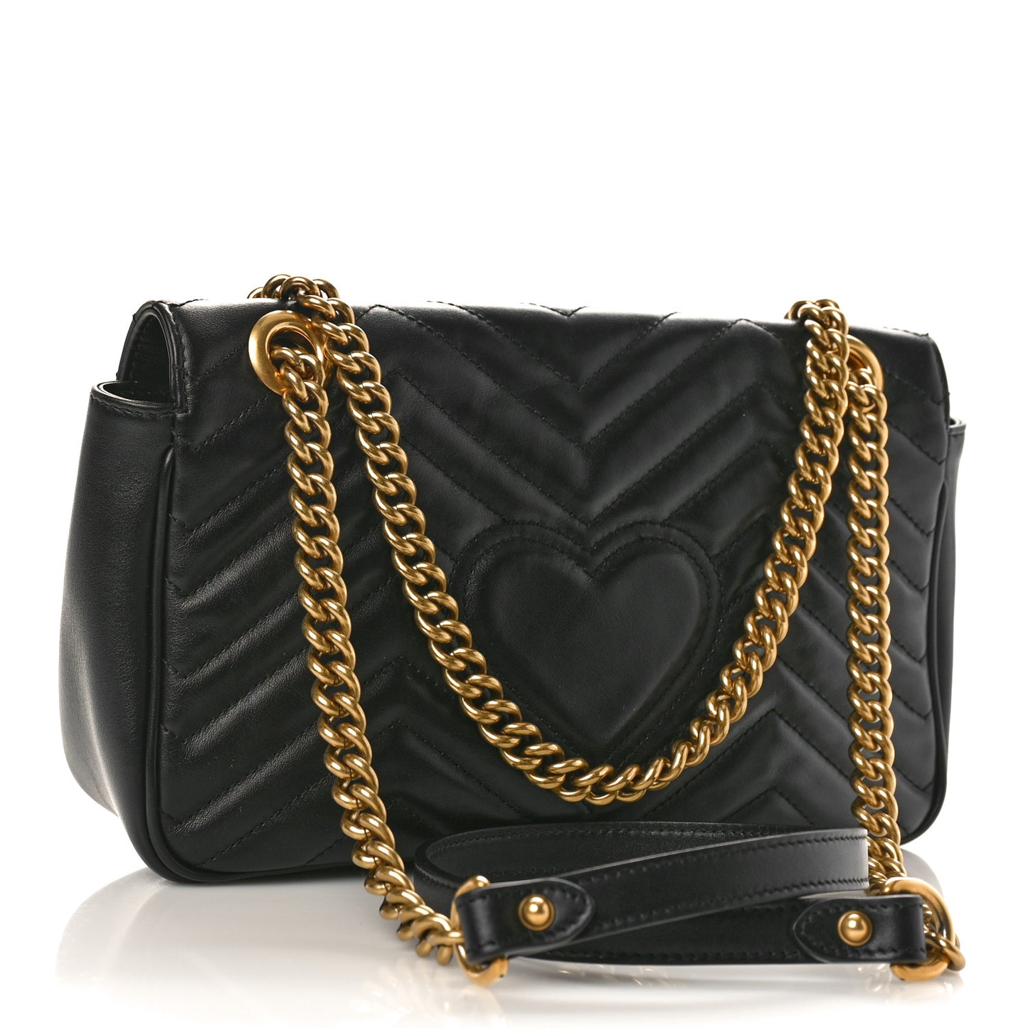 Calfskin Matelasse Small GG Marmont Shoulder Bag Black