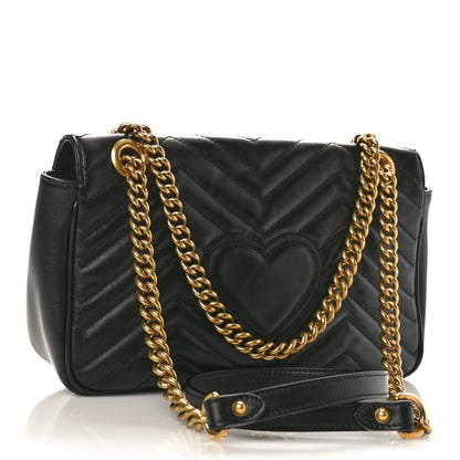 Gucci Calfskin Matelasse Small GG Marmont Shoulder Bag Black 3 of 9