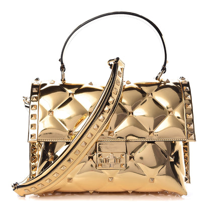 Valentino Garavani Metallic PVC Candystud Top Handle Bag Gold 1 of 11