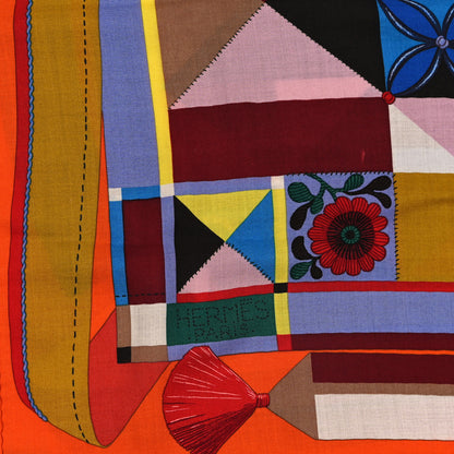 Hermes Cashmere Silk L'Art du Bojagi Shawl 140 2 of 4