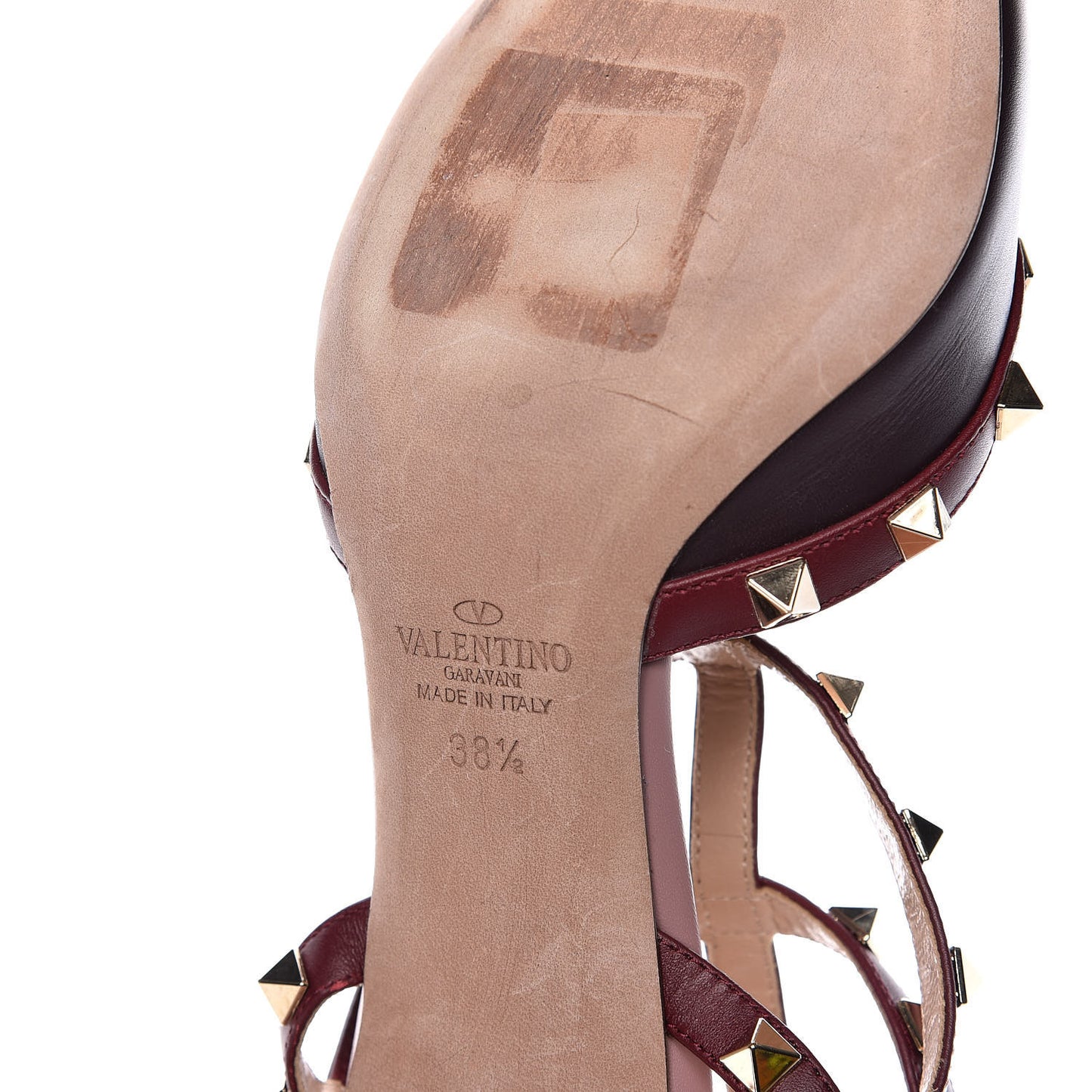 Calfskin Nappa Rockstud Ankle Strap 65mm Pumps 38.5 Griotte