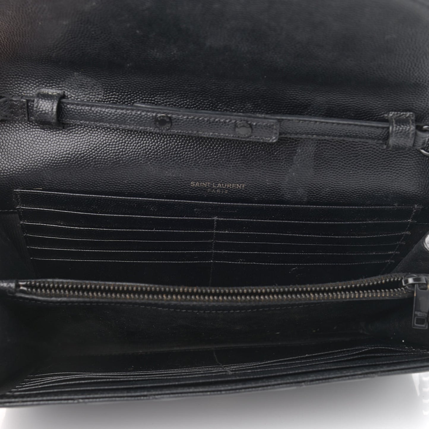Grain De Poudre Matelasse Chevron Monogram Chain Wallet Black