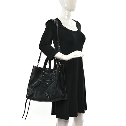 Balenciaga Agneau Arena Neo Classic Silver Hardware Large Upside Down Tote Black 2 of 8