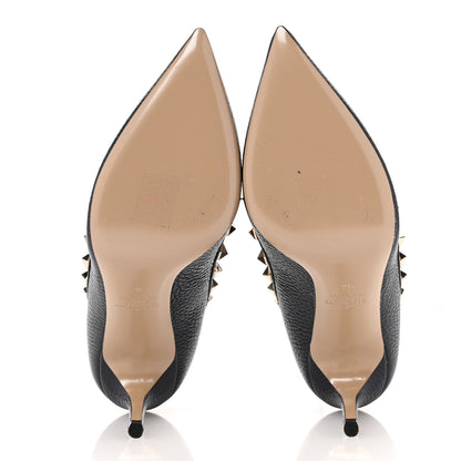 Valentino Garavani Pebbled Calfskin Rockstud 85mm Pumps 36 Marine 7 of 10