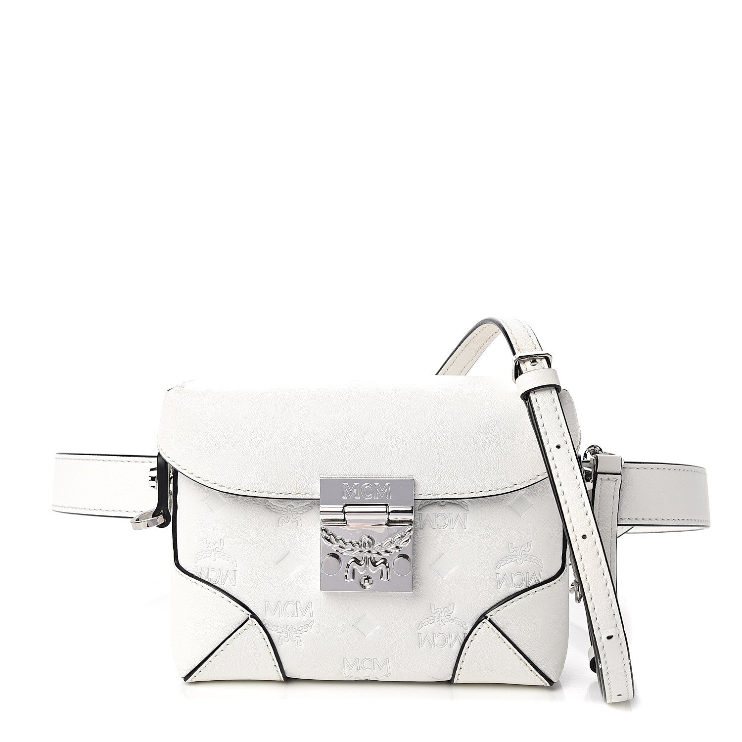 MCM Calfskin Ottomar Monogram Soft Berlin Belt Bag White 1 of 9