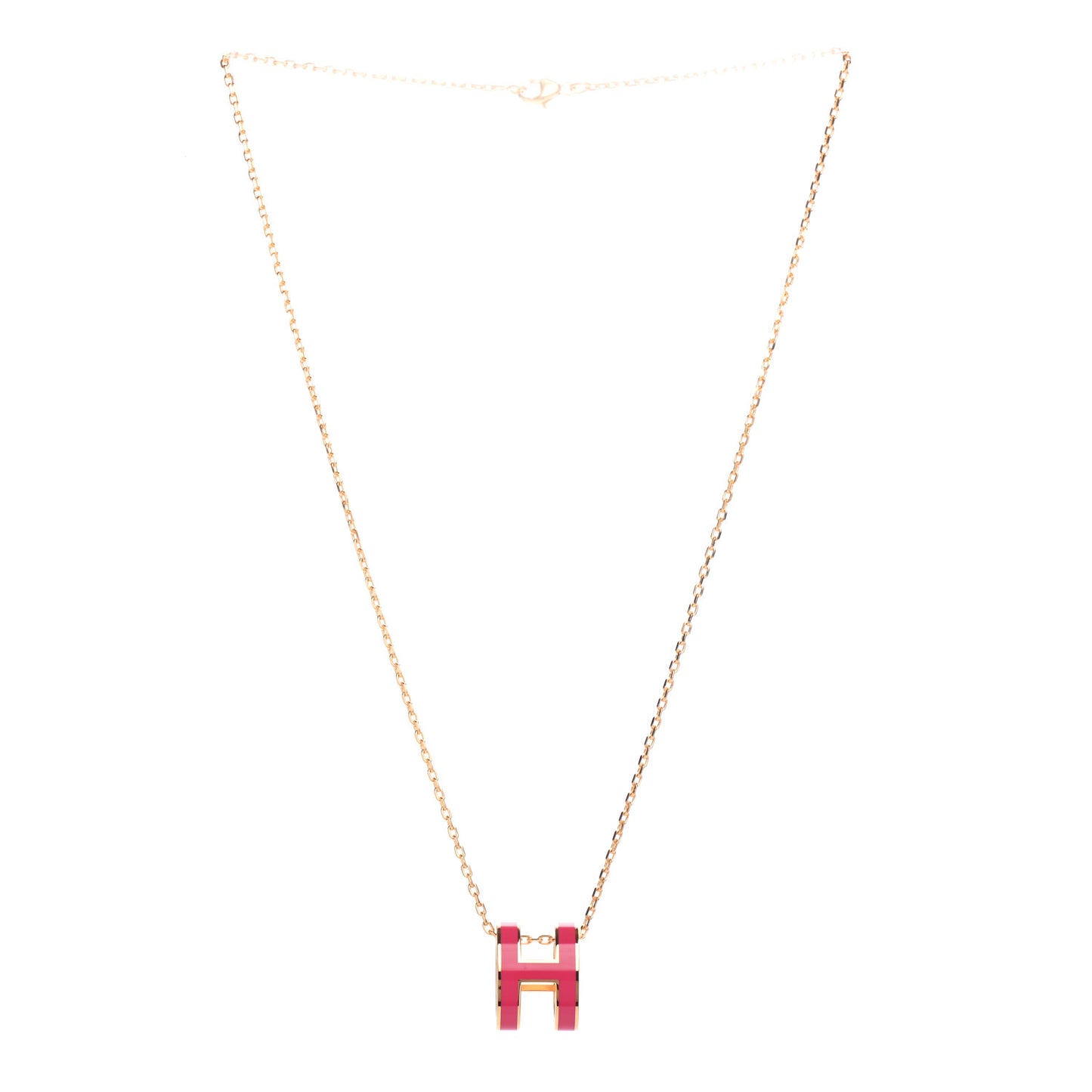 Lacquered Gold Pop H Pendant Necklace Rose Extreme