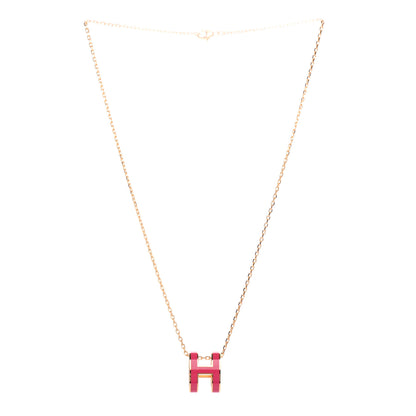 Hermes Lacquered Gold Pop H Pendant Necklace Rose Extreme 3 of 7