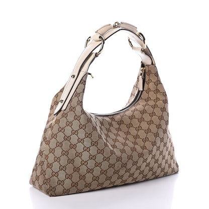Gucci Monogram Medium Horsebit Chain Hobo Off White 2 of 8