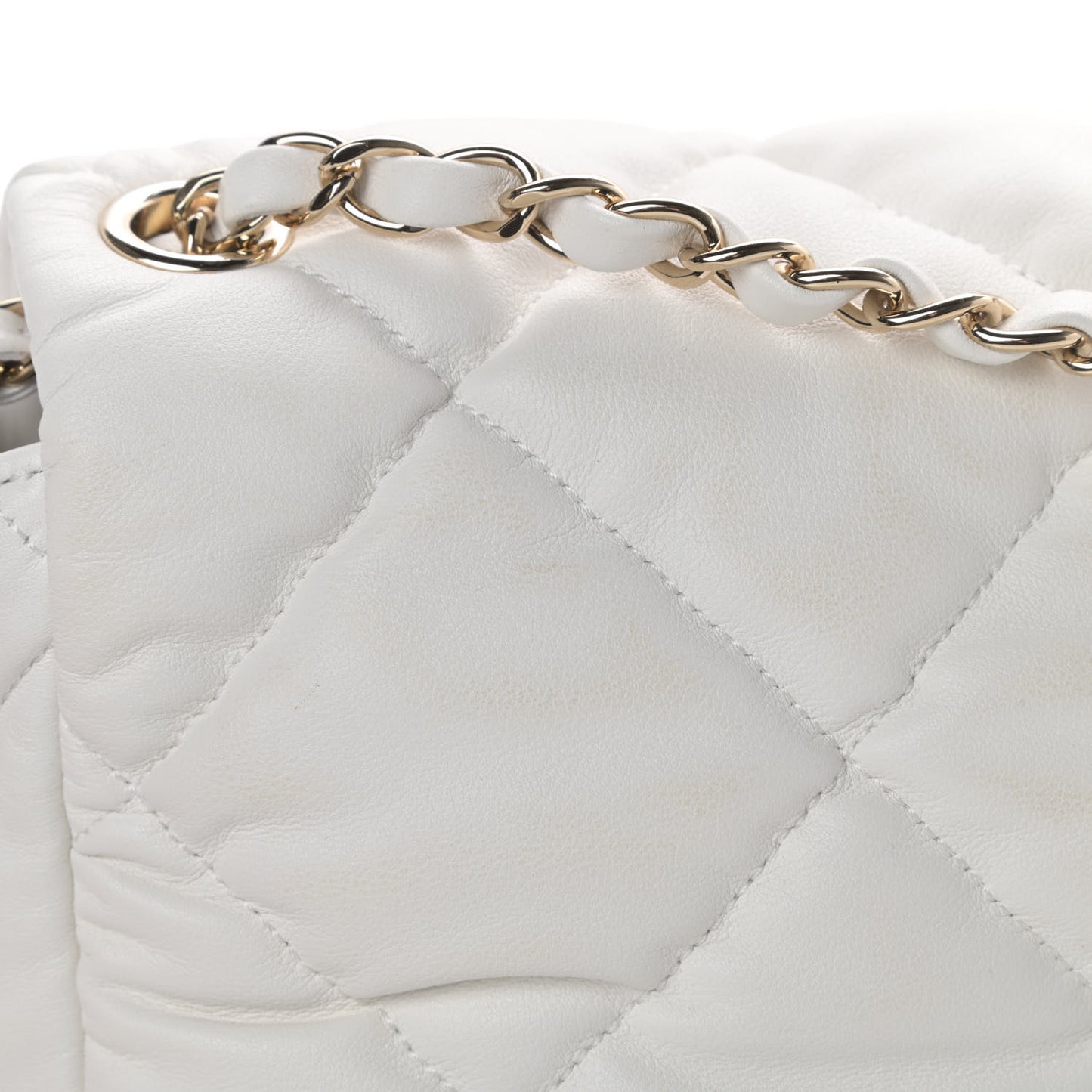 Calfskin Quilted Mini Square Bubbly Flap White