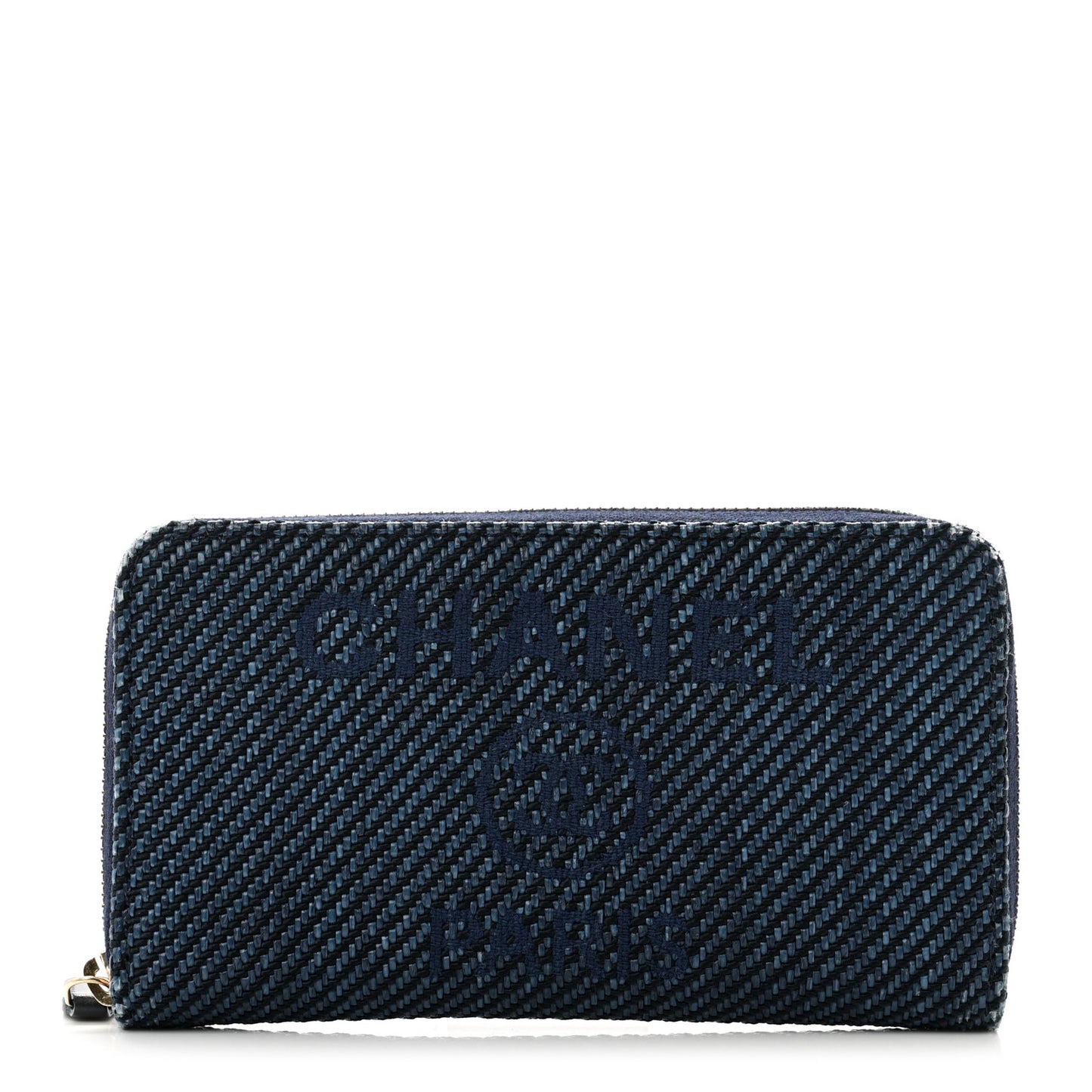 Mixed Fibers Deauville Small Zip Around Wallet Navy Blue