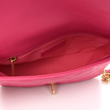 Chanel Shiny Caviar Quilted Small Chain Melody Flap Dark Pink 4 of 8