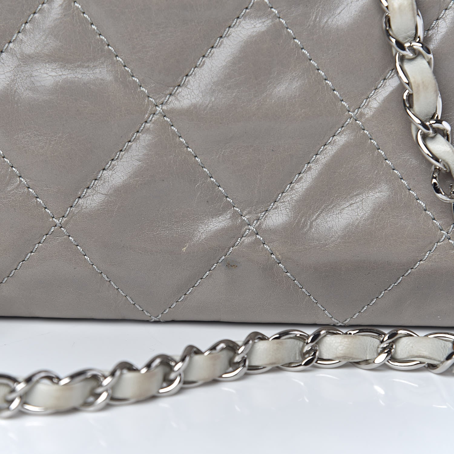 Chanel Glazed Calfskin Quilted Tote Grey 16 of 20