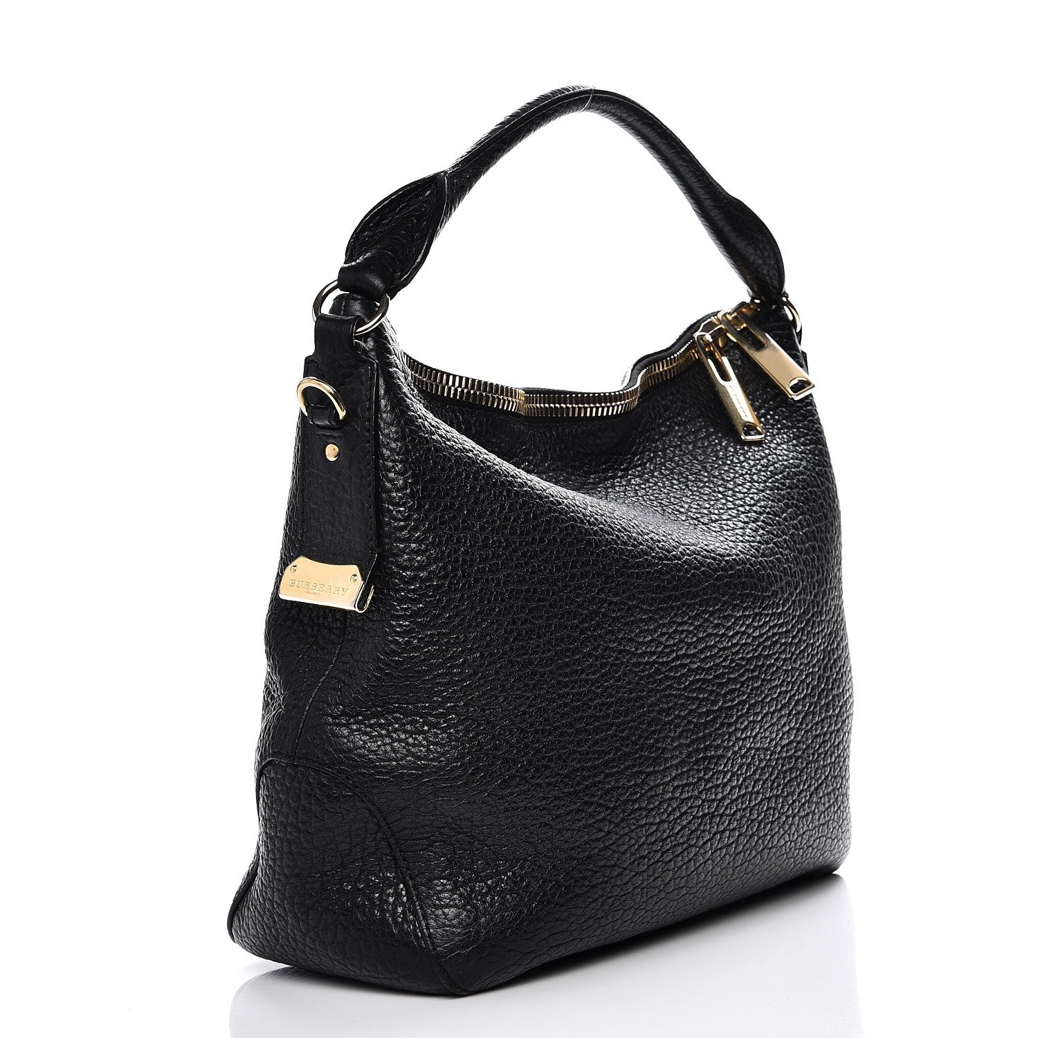 Burberry Signature Grain Calfskin Medium Hobo Black 3 of 9