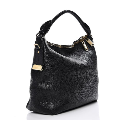 Burberry Signature Grain Calfskin Medium Hobo Black 3 of 9