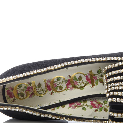 Gucci Kid Scamosciato Crystal GG Marmont Fringe 50mm Loafer Pumps 39 Black 7 of 10