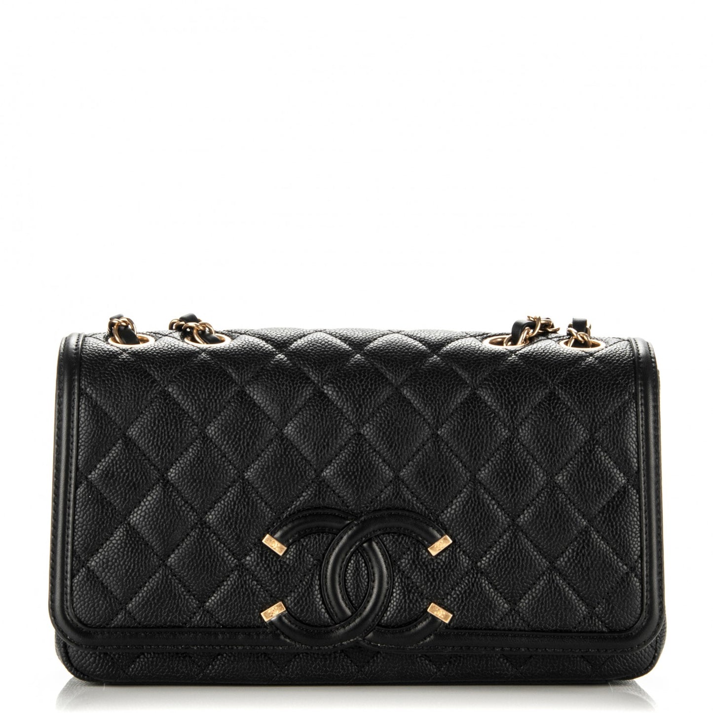 Caviar Quilted Medium CC Filigree Flap Black