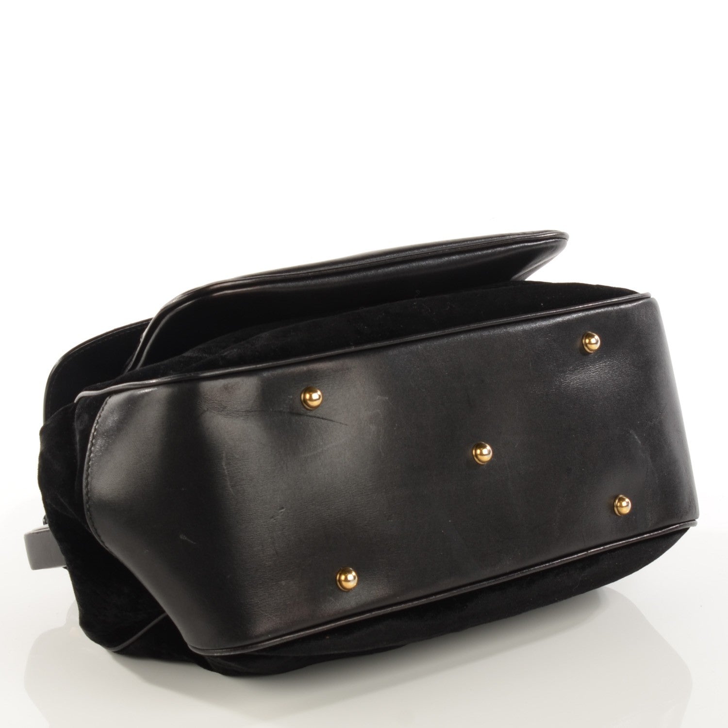 Gucci Velvet Diamante Leather Lady Stirrup Top Handle Bag Black 6 of 11