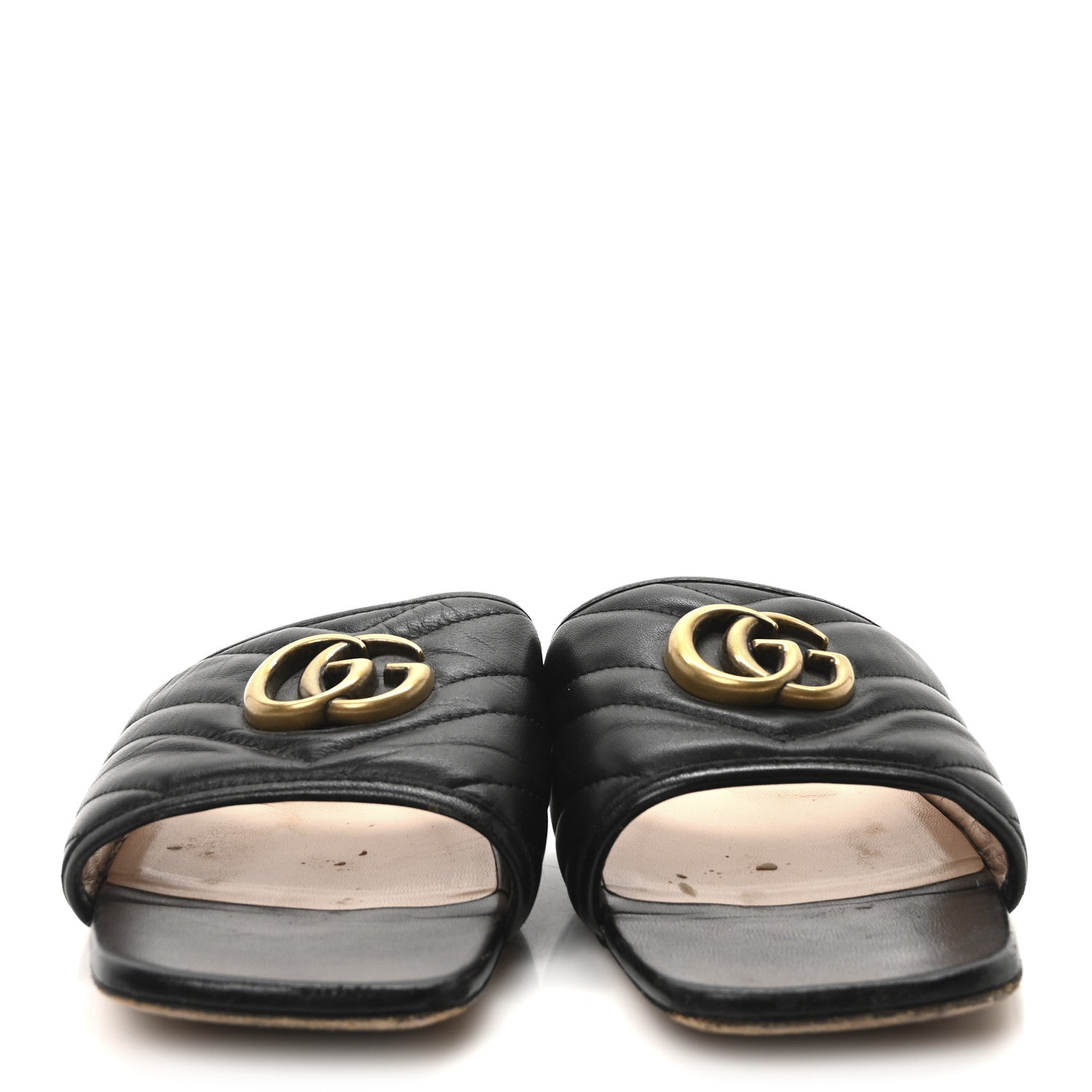 Gucci Nappa Matelasse GG Marmont Flat Slide Sandals 40 Black 3 of 9