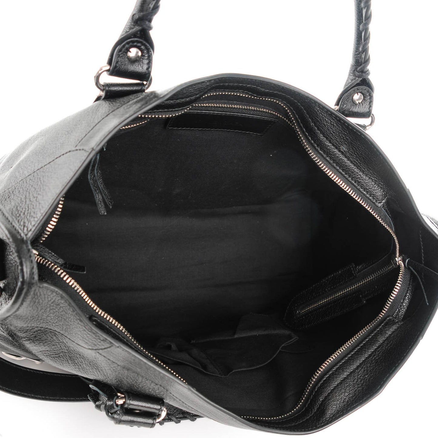 Chevre Silver Metallic Edge Hardware City Black