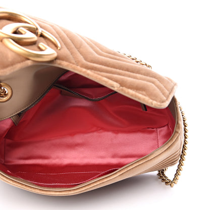 Gucci Velvet Matelasse Medium GG Marmont Shoulder Bag Taupe 4 of 15