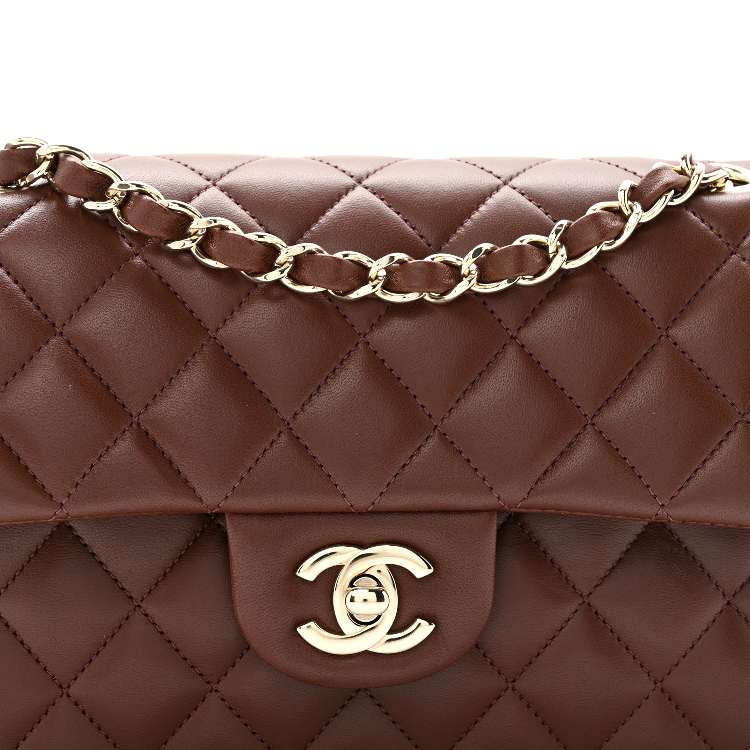 Chanel Lambskin Quilted Small Double Flap Dark Brown 1812529
