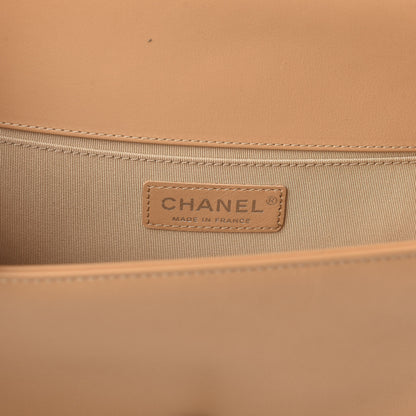 Chanel Lambskin Chevron Quilted Medium Boy Flap Beige 6 of 11
