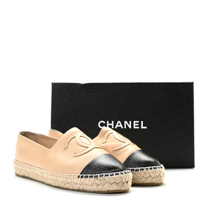 Chanel Lambskin CC Espadrilles 40 Beige Black 2 of 14
