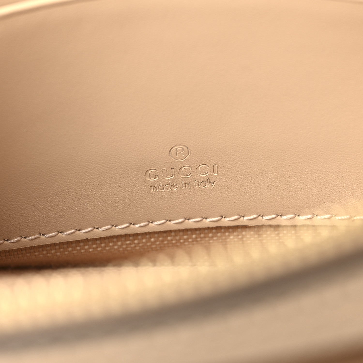 Gucci Calfskin GG Super Mini Debossed Chain Wallet Light Beige 6 of 10