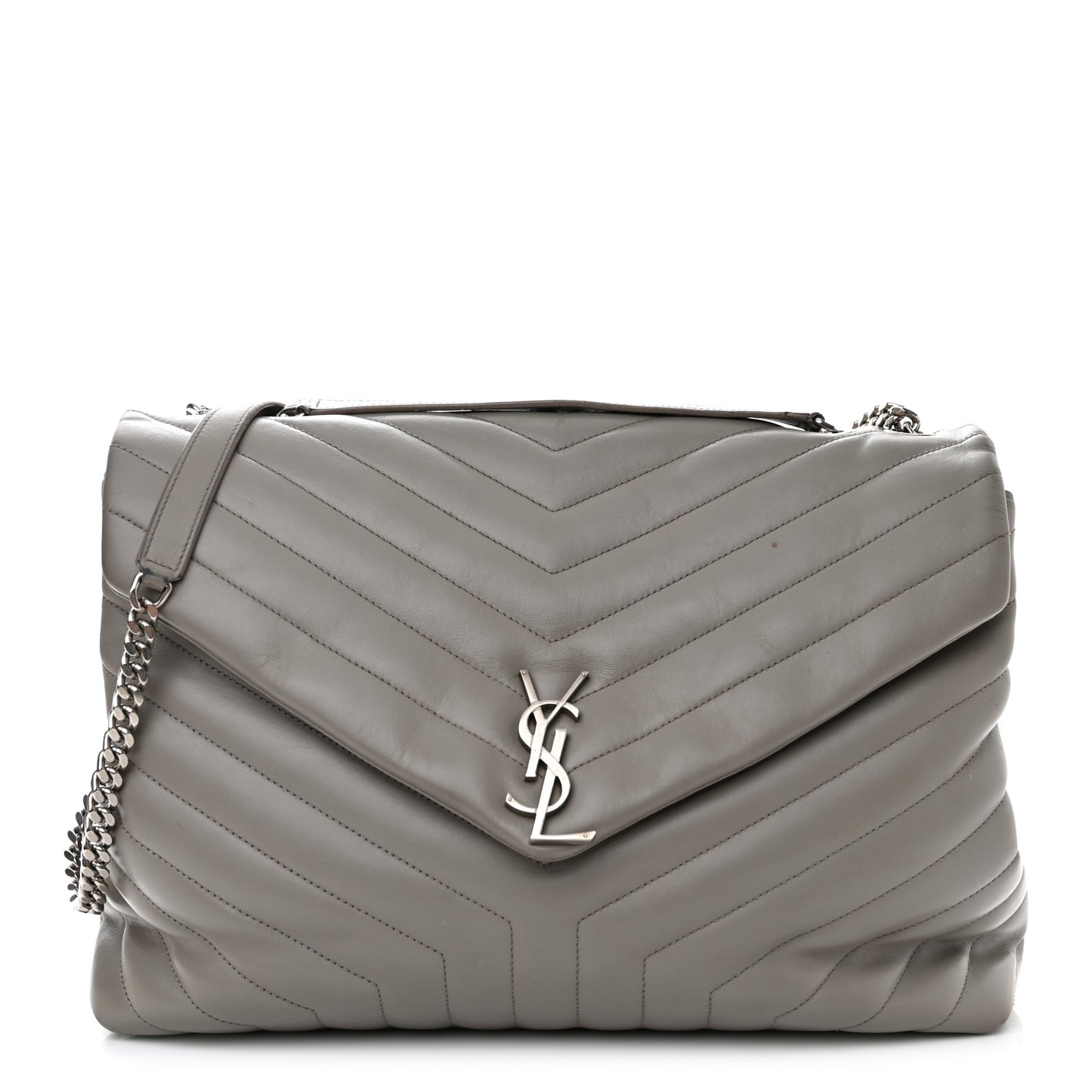 Calfskin Y Quilted Monogram Large Loulou Chain Satchel Earth