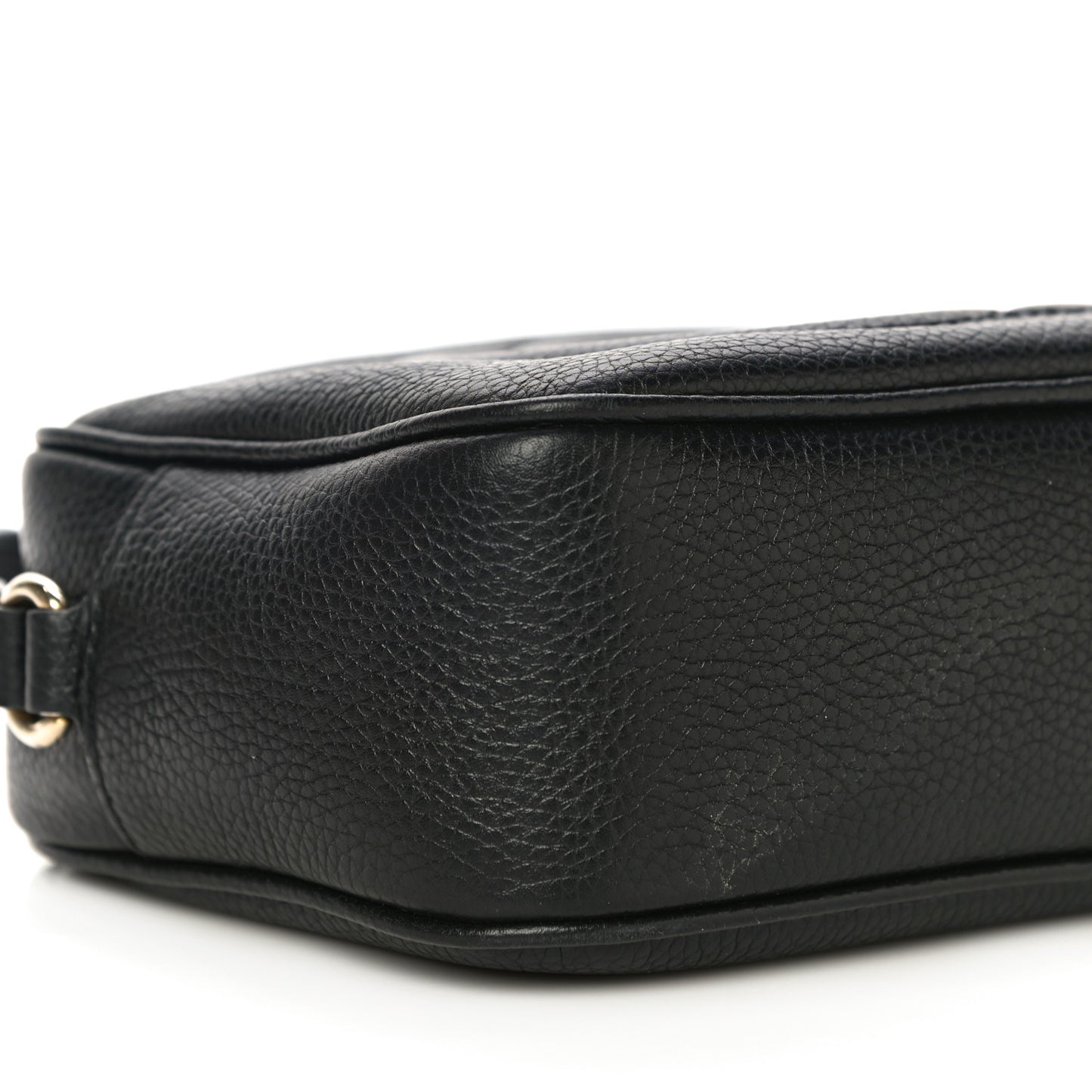 Pebbled Calfskin Small Soho Disco Bag Black